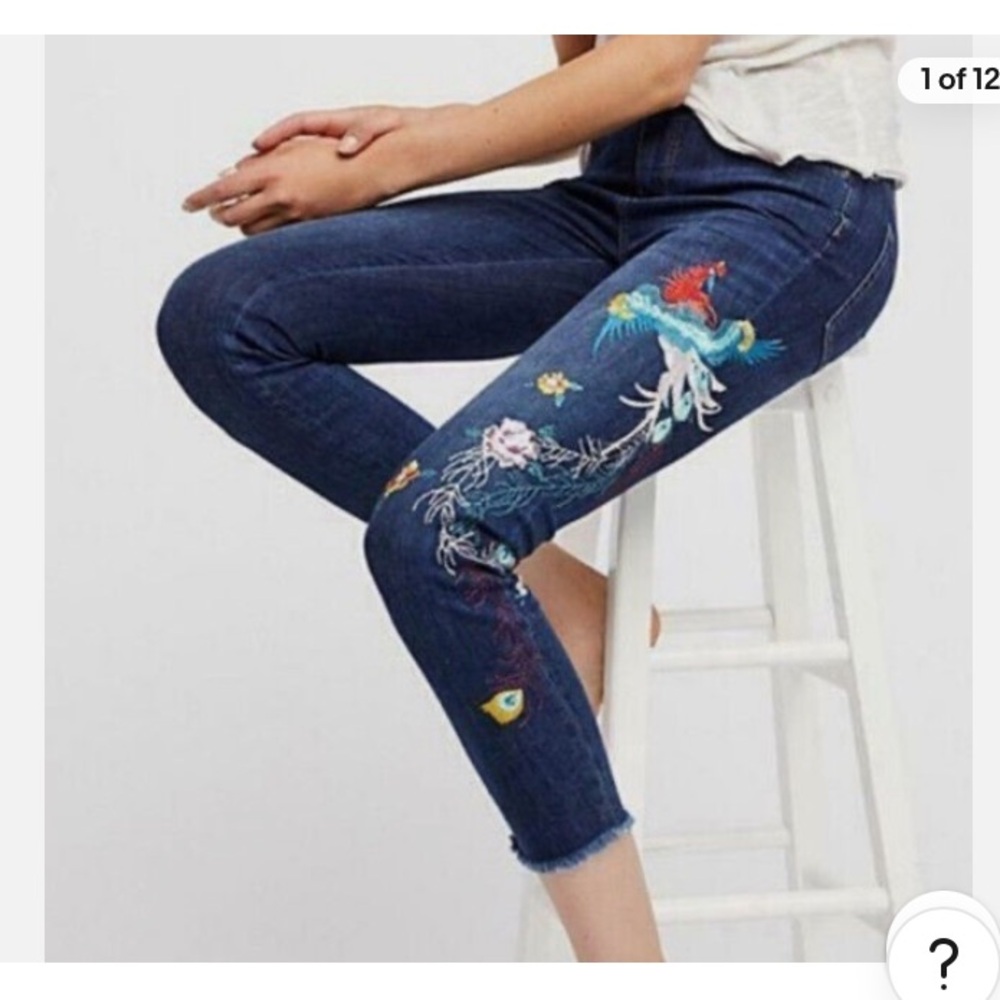 Free People Embroidered Jeans